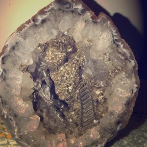 Rock with crystals and gold scenery